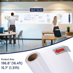 MaxGear Whiteboard Sticker for Wall, 197" x 15.7“ Dry Erase White Board Wallpaper, Peel and Stick Whiteboard Paper Roll for Wall, Glass, Wood – Removable, No Ghosting with Marker & Labels