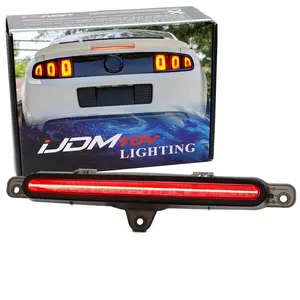 iJDMTOY Black-Out Smoked Lens Full LED Strip Trunk Lid/Below Spoiler Third Brake Light Assembly For 2010-2014 Ford Mustang 5th Gen LCI/Facelift