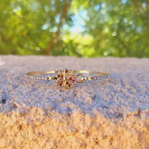gold plated flower bracelet for women
