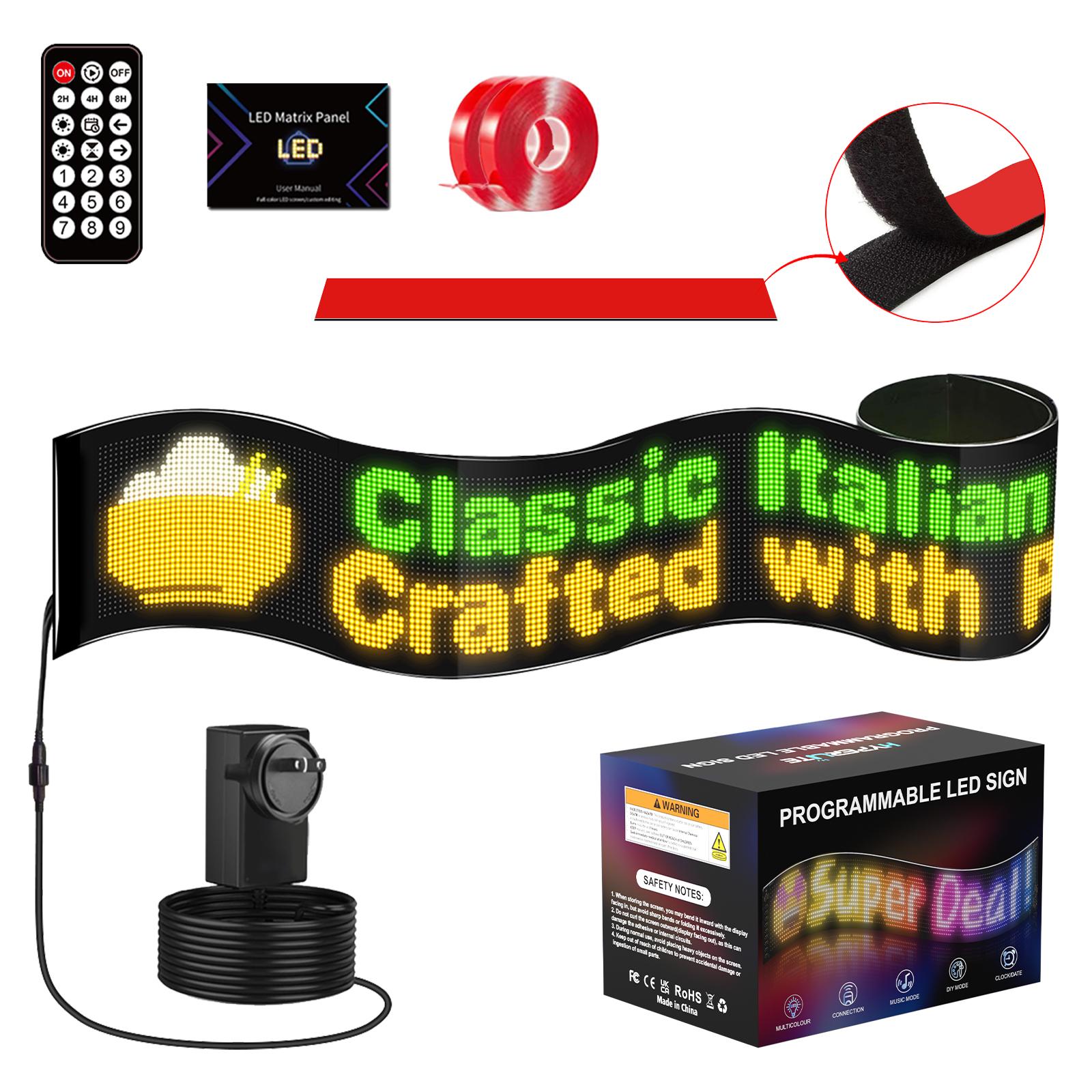 HYPERLITE Programmable LED Scrolling Sign USB Powered Custom Text Display App Controlled Marquee Light for Business Shop Party Wedding Decor IP65 Waterproof Flexible Multiple Sizes 16x96 to 32x448 Pixels stockup mothersday