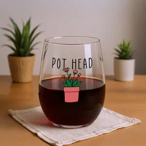 Pot Head Wine Glass – Succulent – Plant Lovers Gift Ideas Drinkware