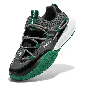 Men's Trendy Patchwork Casual Sneakers: Mixed Mesh & Glossy Upper, Bold Multi-Way Laces, Vibrant Color Block Design, Thick Non-Slip Sole, Comfortable Cushioning, Stylish Functional Style Ideal for Daily Wear, Casual Outings & Urban Street Scenes