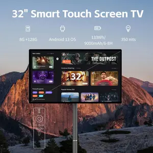 2026 Google EDLA Certified 2nd Gen Portable Smart TV, 27"/32" UHD Touchscreen, 15000mAh Battery, 8GB+128GB Storage, Full Google Play Access, Supports Apolosign Calendar. All-in-One FHD Portable Tablet for Home & Office.