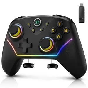Multi-Platform  Controller, PC Gaming Controller with 2.4G Adpater/Hall Joysticks/Hall Triggers/1200 mAh /4 Programmable Buttons/RGB Lighting, Compatible with PC Windows 7/8.1/10/11, /OLED/Lite, iOS, Android, Steam-Black