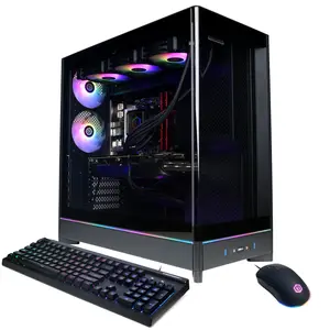 CyberPowerPC SLCAI8400CPGV2 Gaming Desktop PC, AMD Ryzen 9 9950X, 64GB DDR5, GeForce RTX 5090 32GB, 4TB PCIe 4.0 NVMe SSD, WiFi/BT, RGB Gaming Keyboard/Mouse & Windows 11 Home