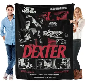 Dexter TV show print inspired flannel blanket - soft all-season sofa cover, lightweight and durable, comfortable all year round.
