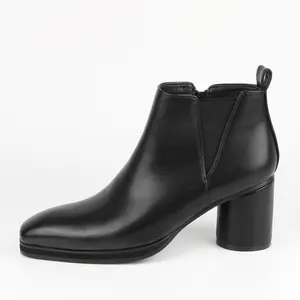 Men's Black Chelsea Ankle Boots, Square Toe Block Heel with Elastic Gusset, Polished Dress Boots for Business, Wedding & Casual Occasions