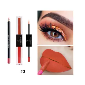 Fantastic Trio Set - #2 KISS Makeup, Lipstick, and Eyeshadow in Black, Red, and Orange Tones - Cosmetic