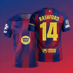 2526 Home Red Blue Short Sleeve Soccer Football Jersey