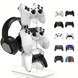 3-layer Controller Stand with Headphone Stand, Universal Game Controller Holder, Game Accessories Storage Stand for PS5 S4, Controller Holder Headset Stand, Console Accessory