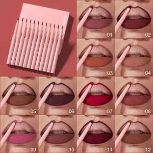 12-piece matte lip liner pencil set, easy-to-color lip liner pencils, suitable for various occasions, cosmetics for girls and women, tinted lip liner lipstick pencils