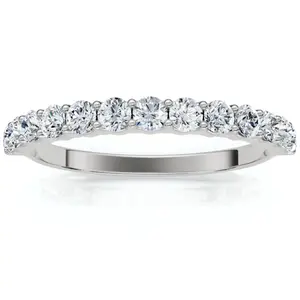 1/2 Ct TDW Diamond Wedding Ring Stackable Womens Anniversary Band 14k White Gold