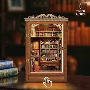 Vintage Time Study Book Nook, DIY Classic Library Miniature Scene, 3D Retro Bookshelf Decor for Adults, Book & History Enthusiasts