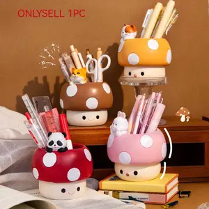 Cute Cartoon Mushroom Pen Holder, Student Desk Organizer, Multi-Functional Creative Storage Decor, Resin Succulent Plant Pot, Handmade Mini Planter, Cute Desk Accessories