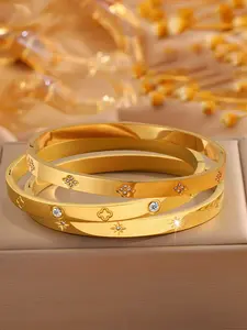3pcs chic and elegant stainless steel retro style Bangles Set, suitable for dates, parties, daily commutes, perfect gifts to enhance elegant temperament, Elegant Bangle