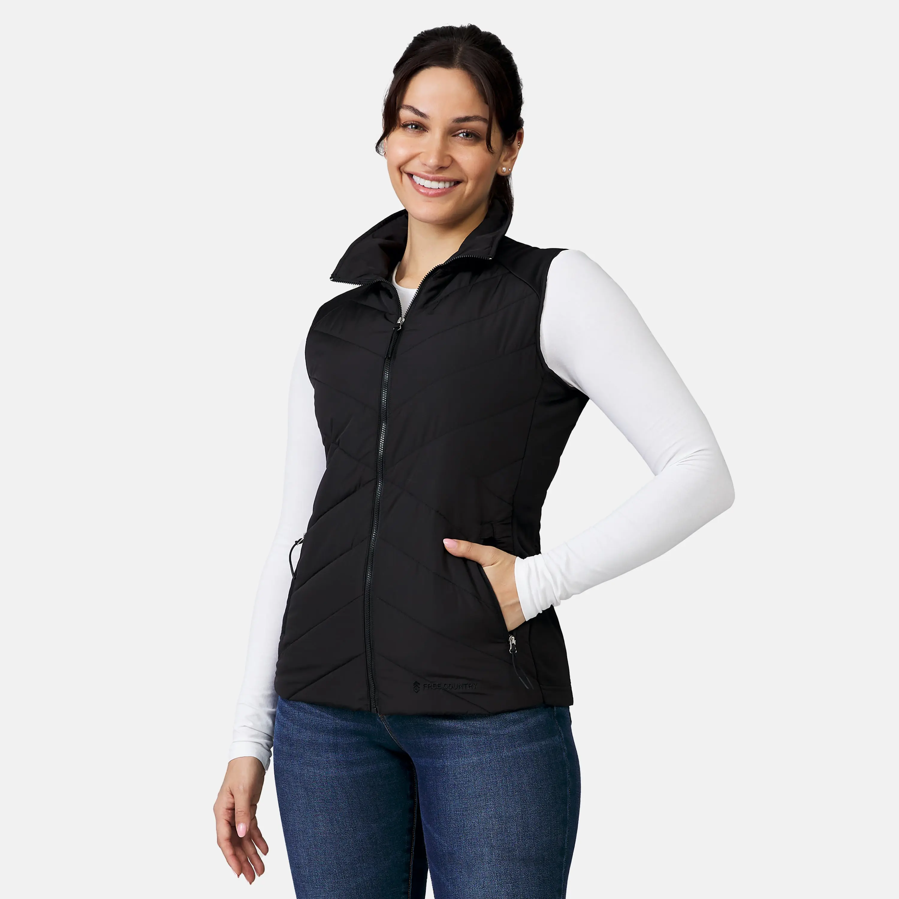 Free Country Women's Quilted Hybrid Vest, Comfort, Lightweight