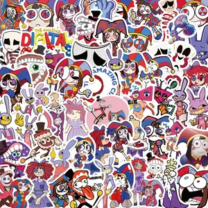 56pcs Magic Number Circus Stickers, Guitar Notebook Luggage DIY Waterproof Decals, Flat Style, Ca Prop 65 Compliant