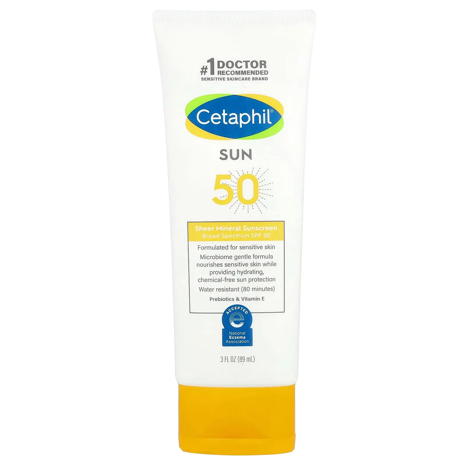 Cetaphil Sheer Mineral Sunscreen, SPF 50, 3 fl oz (89 ml) | HSA/FSA Eligible