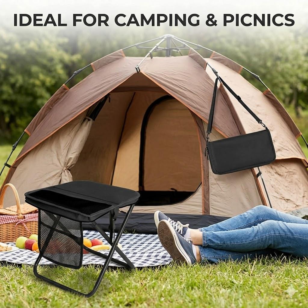 Portable Folding Camping Chair, Multi-Functional Outdoor Stool for Camping & Fishing, Compact Foldable Mini Bench Seat, Lightweight Travel Stool