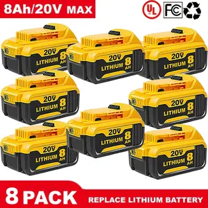 2-4-6-8pack DCB200 20V 8Ah Lithium-lonBatteryReplacement for Dewalt -CompactXRDesign,Compatible with DCB205DCB200DCB203 DCB206 20-VoltCordless PowerTools,Long-LastingReliable and DurableConstruction heavy duty Family essential