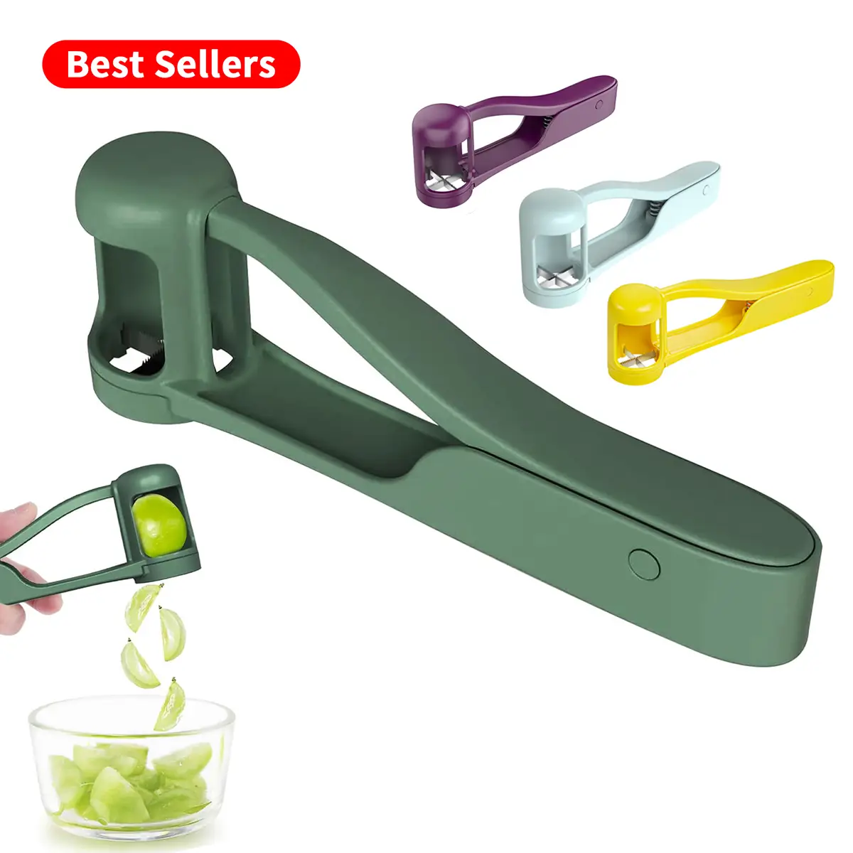LUVAN Grape Cutter for Toddlers 1-3, Grape Slicer Kitchen Gadget for Vegetable Fruit Salad Cake Decor, Stainless Steel Baby Grape Quarter Cutter Tool