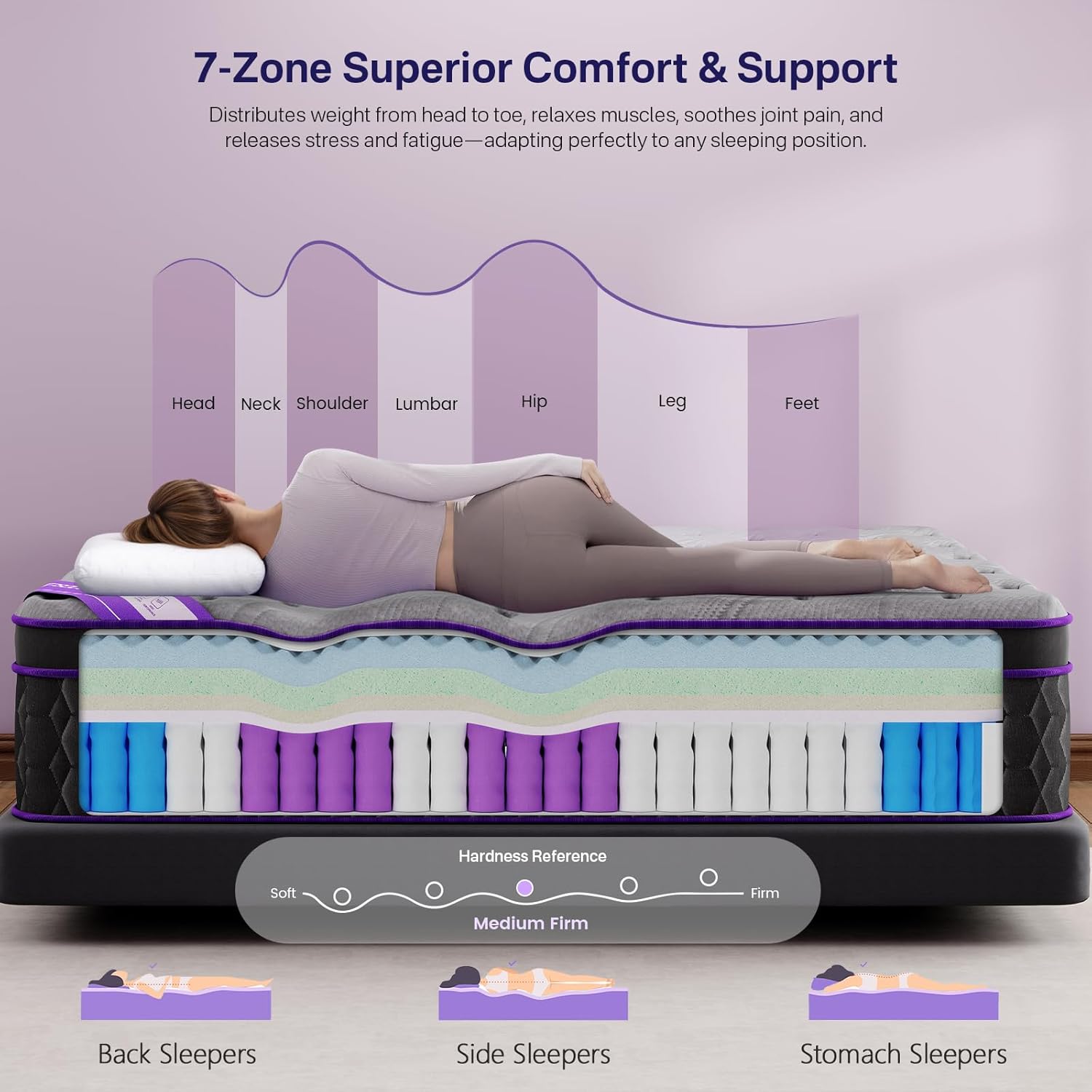 FANSACE 12/14/16 inch Luxury Hotel Hybrid Mattress,Twin/Full/Queen/King/California King Size,Mattress in a Box,2026 Upgraded,Medium Firm,Lumbar Support,Fiberglass Free Interior Cover,CertiPUR-US,Euro Top Design,Cooling-Gel Memory Foam & Pocket Springs