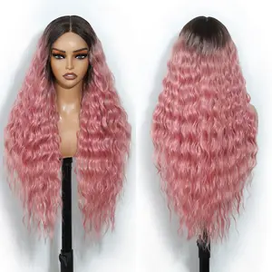 Style Icon 30'' Long Wavy Body Wave Deep Middle Part Lace Front Wigs 150% Density Heat Resistant Synthetic Hair Wigs Cosplay