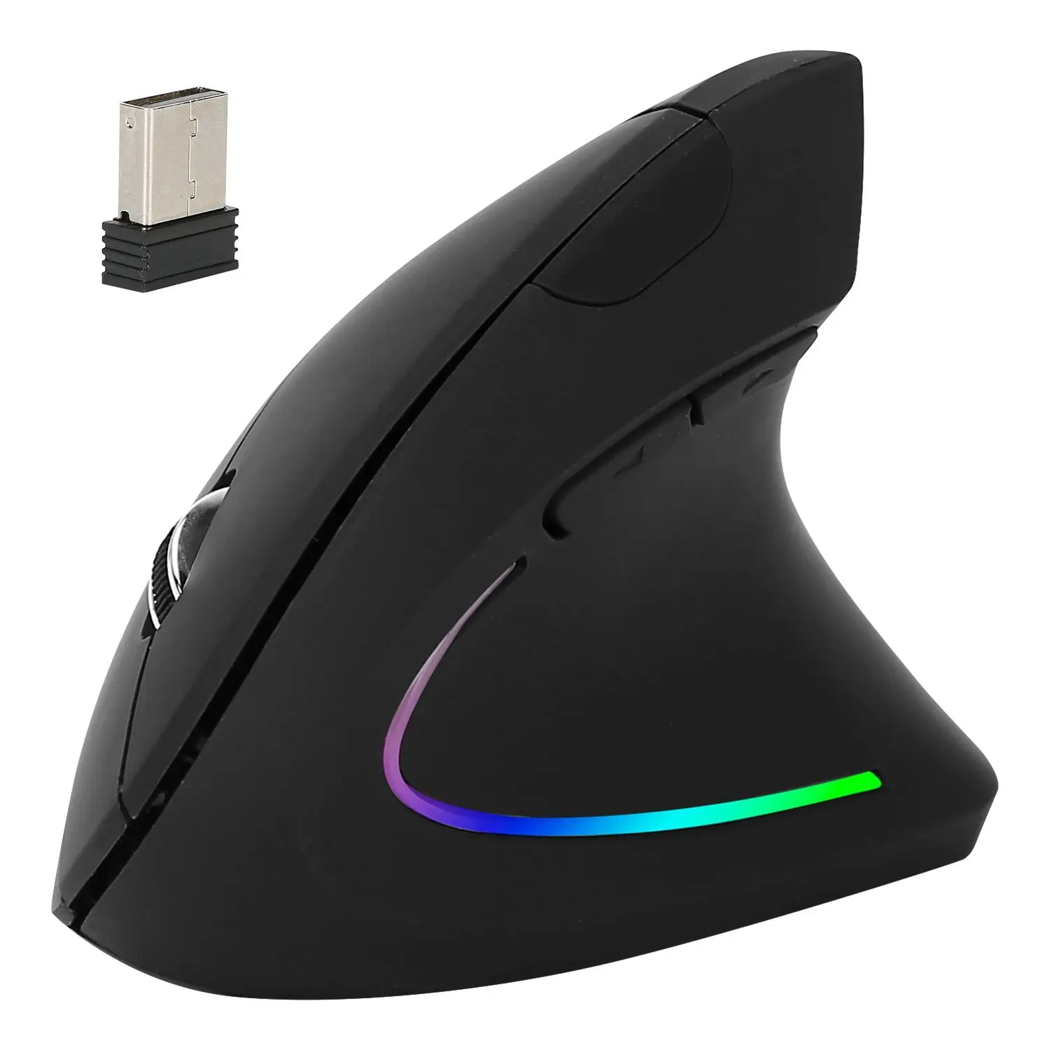 2.4G Wireless Vertical Ergonomic Optical Mouse, 6-Button Design, 3 Adjustable DPI Levels (800/1200/1600) for Laptops, PCs, Computers