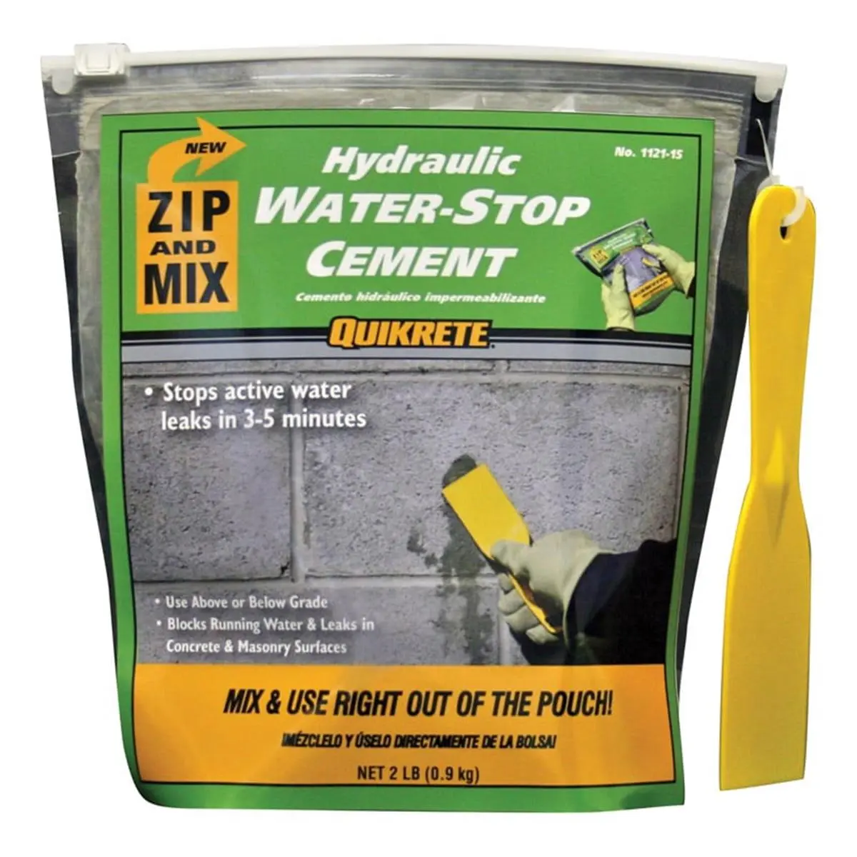 Quikrete 5625116 2 lbs Zip N Mix Hydraulic Water Stop Cement - Gray Concrete Sealer for Basements, Strong Durable Bond, Waterproofing, All Seasons, Blocks Running Water & Leaks, Quick Waterproofing Repairs