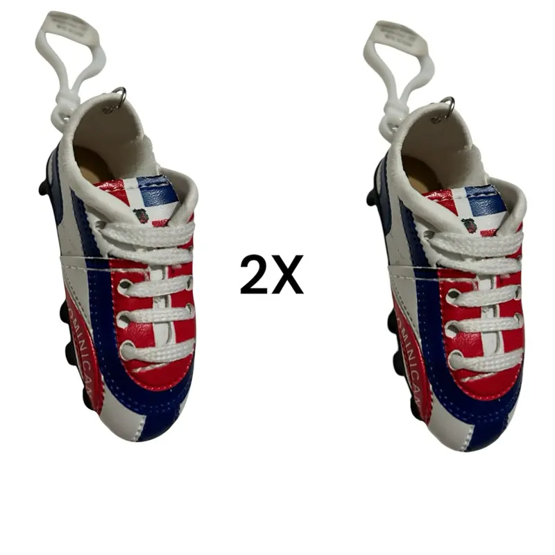 Dominican Republic Heritage Miniature Shoe Keychain Red White Blue Mini Sneaker Key Chain Set of 2