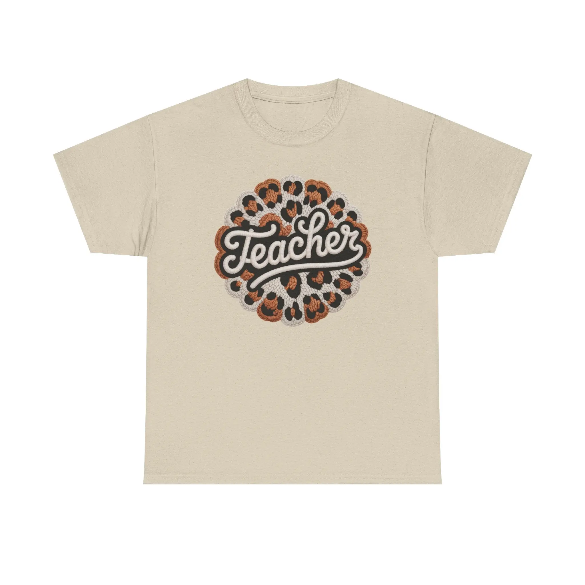 Teacher Leopard 3D Yarn Effect Back to School T-Shirt