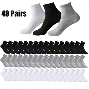 48 Pairs of Men's Ankle Socks, Elastic and Breathable, Suitable for Daily Wear, Running, and Work