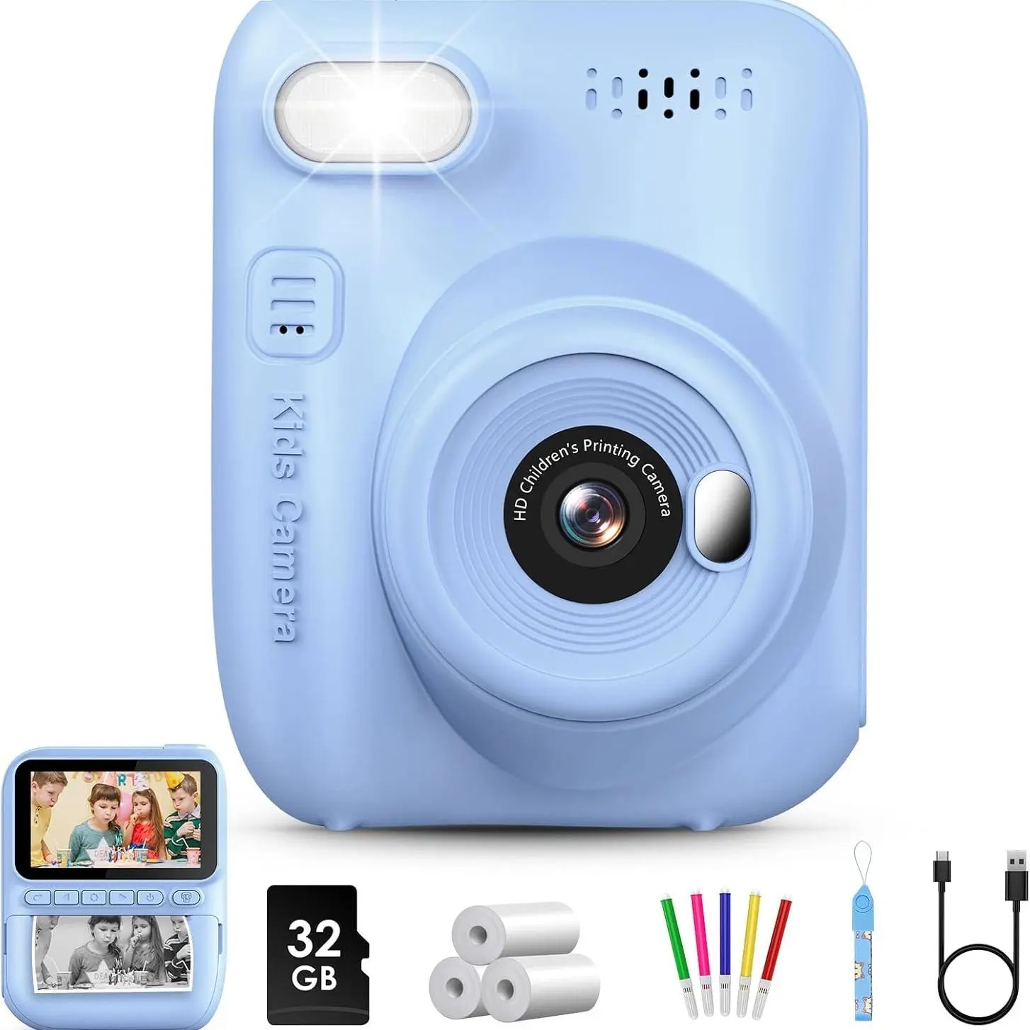 Kids Instant Print Camera, 1080P HD Digital Camera with 3.0-inch Screen, Christmas Birthday Gift for Boys Girls Age 3-12, Portable Digital Camera for Kids Reusable Digital Kids Camera with SD Card  Perfect Gift for Christmas, Birthday, Toddler Gift outdoo