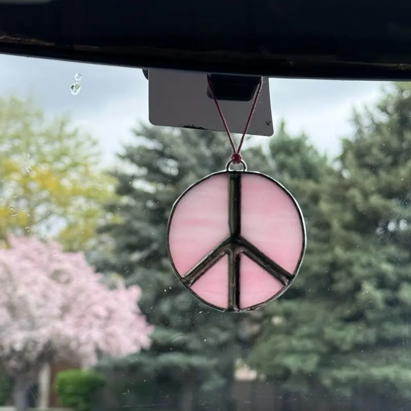 peace sign car charm, car accessories, rear view mirror charm, rear view mirror hanging, hippie car decor