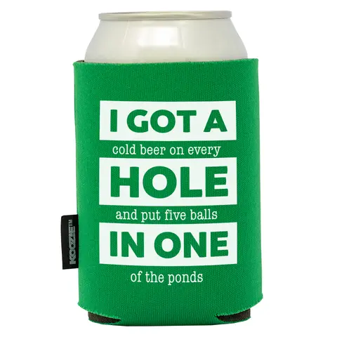 MyKoozie Hole in One Golf Koozie - Green Foam Insulated Can Cooler for Golf Enthusiasts