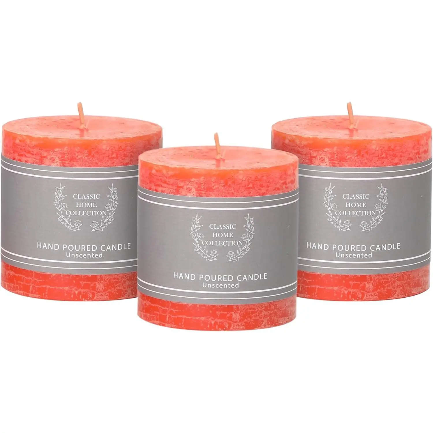 Orange Pillar Candles, 3x3 Inch Fall Candles Set of 3, Fall Decorations for  Candle, Unscented Halloween Candles Dripless Orange Candle Long  Time for Wedding, Autumn Decor