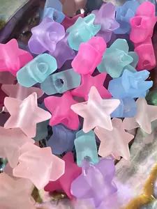 SB2-11 (10PCS) 17mm 3D Star Multicolor Translucent Silicone Touch Acrylic Beads For DIY