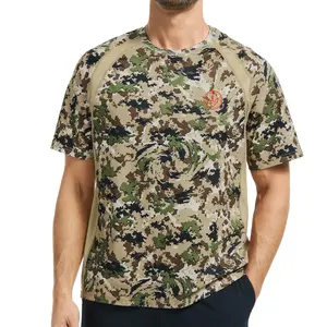 BASSDASH Men's Camo Shirt UPF 50+ Wrinkle-free Breathable Short Sleeve UV Protection T-shirt for Hunting Hiking