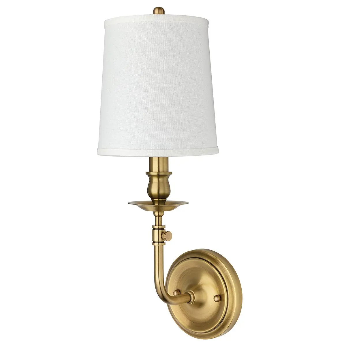 Logan Sconce - Elegant Solid Cast Brass Wall Light with Off-White Linen Shade - Multiple Finishes Available