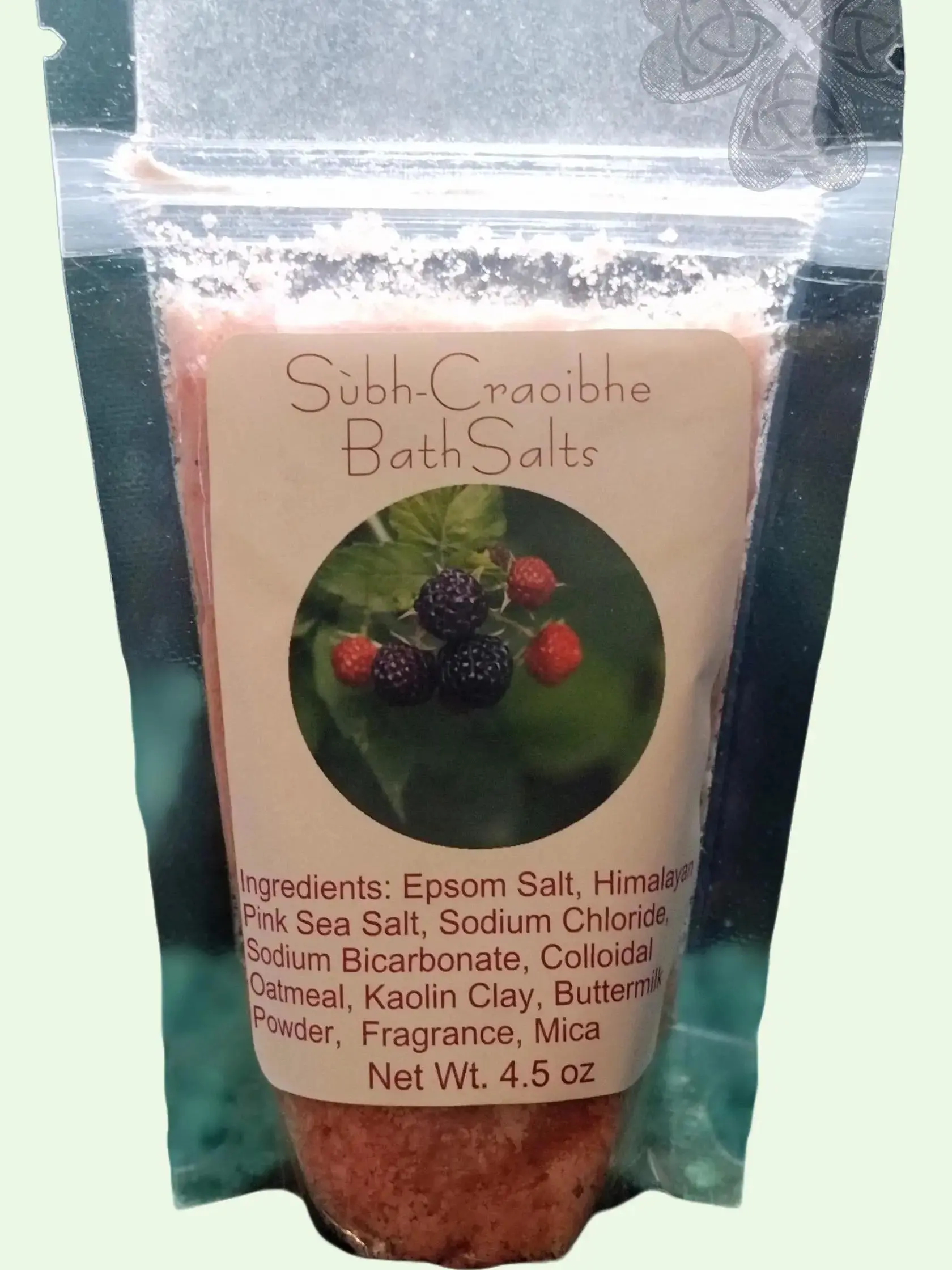Gan Aegla Bath & Body + Súbh Craoibhe Bath Salt + Black Raspberry & Vanilla Scent + Perfect Gift for Housewarming, Birthday, Mother's Day, Christmas + Irish-American Brand + Raspberry Color + Body Care + Skin Care + Scented + Comfort + Aroma Clay