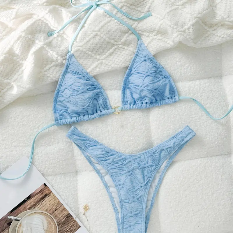 Fashion Sexy Bow Bikini Two-Piece Swimsuit, Casual Fitted Design, All Seasons Wear, Plain Pattern, Women's Swimwear, Beachwear Swimwear, Plain Bikini Set, Tie Back Bikinis, Bikini Swimsuits