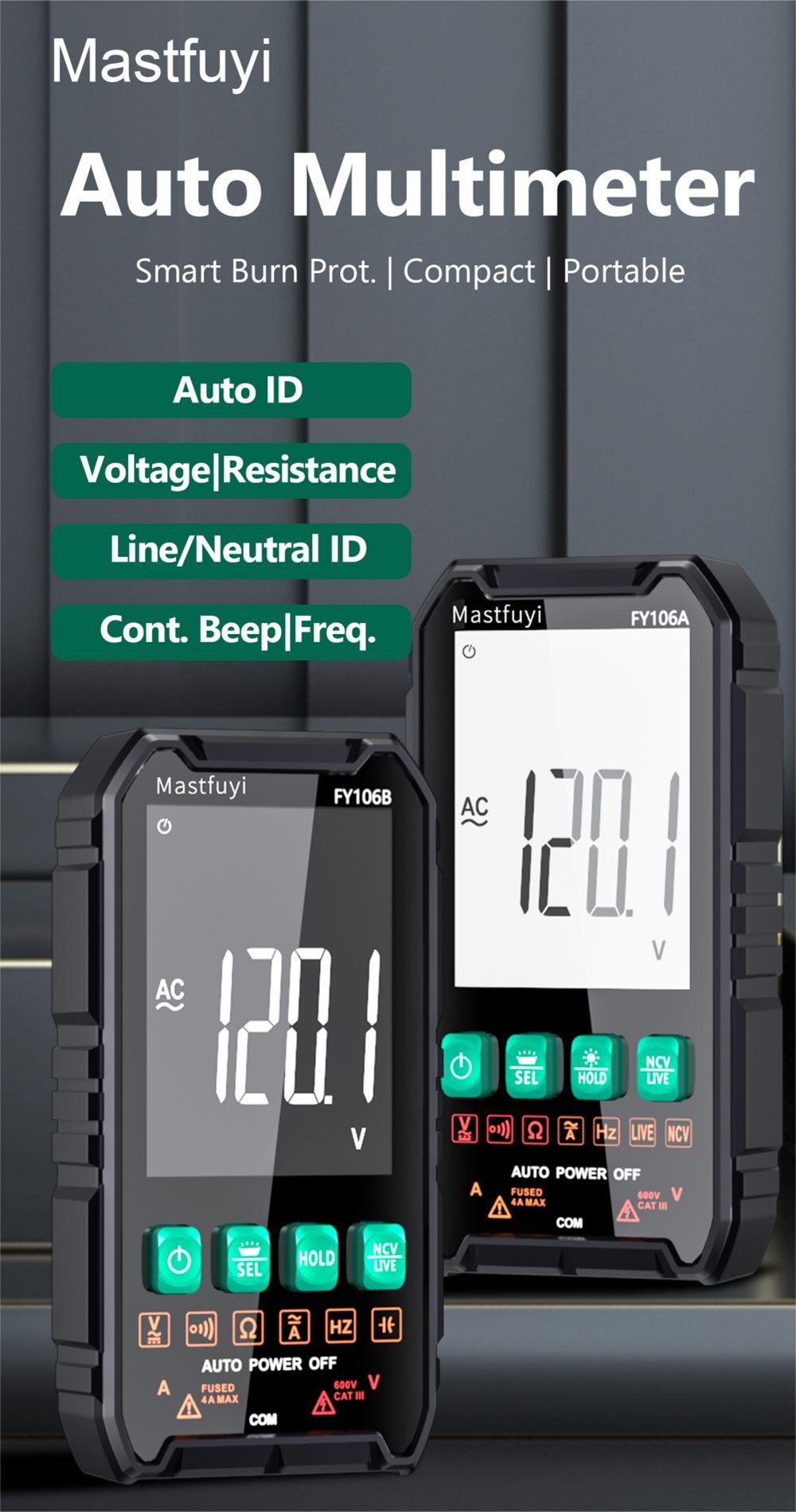 FY106 Smart Multimeter Mini Digital Multimeter 3999Counts Auto-Ranging CAT III 600V Professional Voltage Multimeter Multimeter Test Leads Multimeter Tester FY106 Smart Multimeter Mini Digital Multimeter 3999Counts Auto-Ranging CAT III 600V Professional Voltage Multimeter Multimeter Test Leads Multimeter Tester