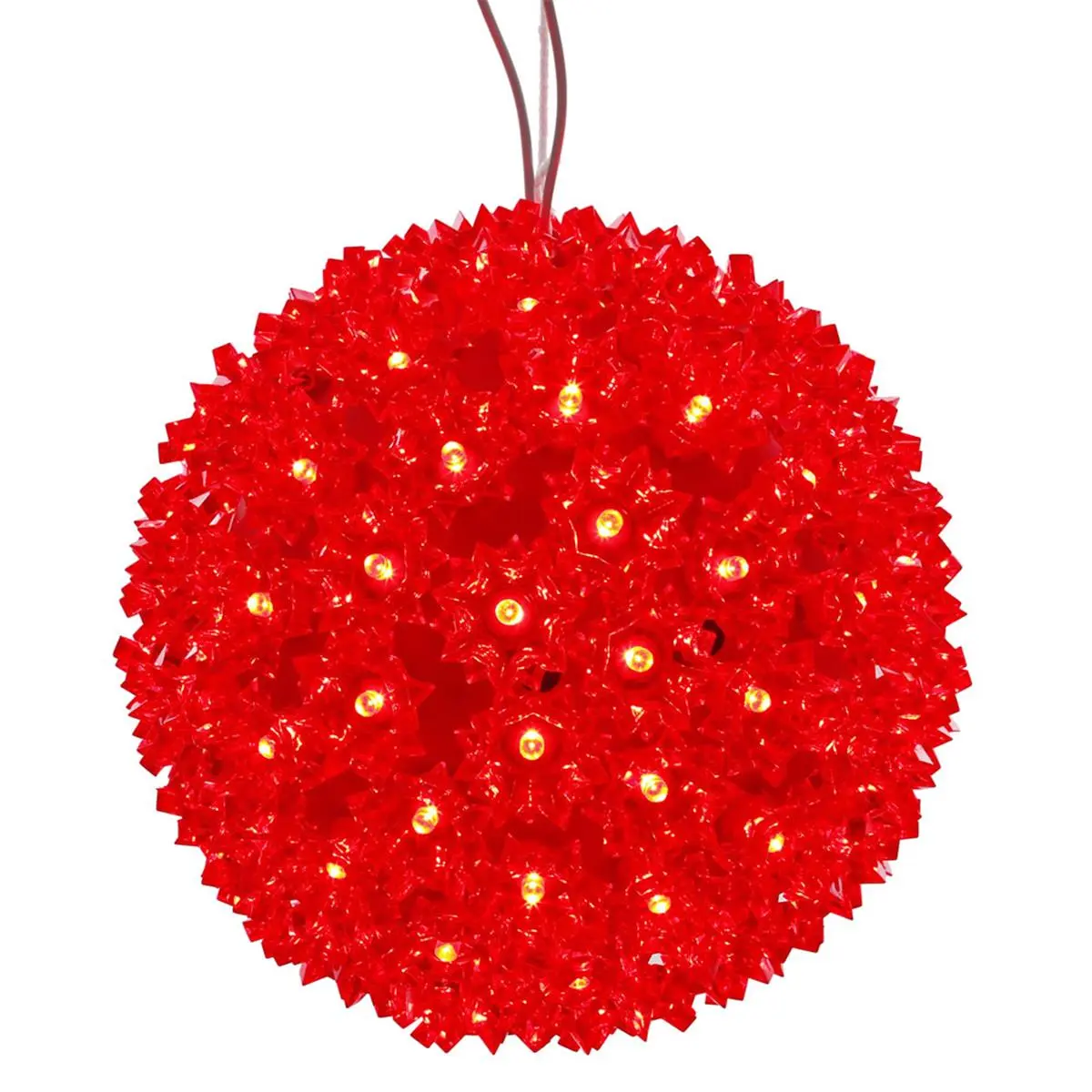 212 MAIN Plastic 6 in. Starlight LED Lighted Ornamental Sphere, Red Wide-Angle 50-LED Christmas Decoration