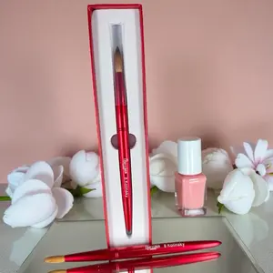 Cutics Acrylic Nails Brush #8 - Red Handle with Soft B Kolinsky Tips for Precise Application and Professional Results Manicure Smooth