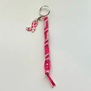 Cowgirl Crush Rexlace Keychain - Pink & White with Cow Print Boot Charm