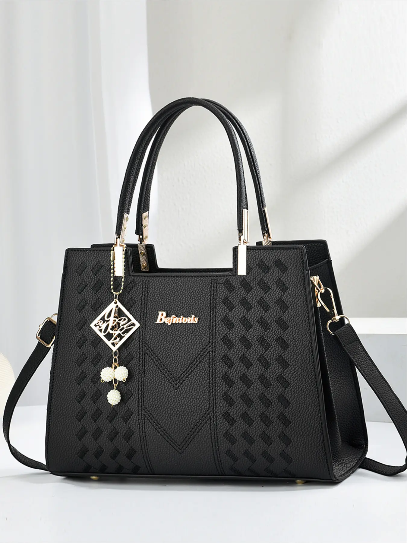 Large capacity fashionable versatile handbag trend retro stylish mom bag delicate feeling versatile women's bag PU Leather Handbag
