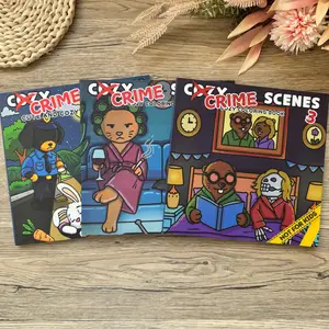 3-Piece Adult Dark Coloring Book Set: Premium Thick Paper Edition. A humorous crime scene trilogy that relieves stress while offering creative enjoyment. Art supplies perfect for adults Coloring Gift Book