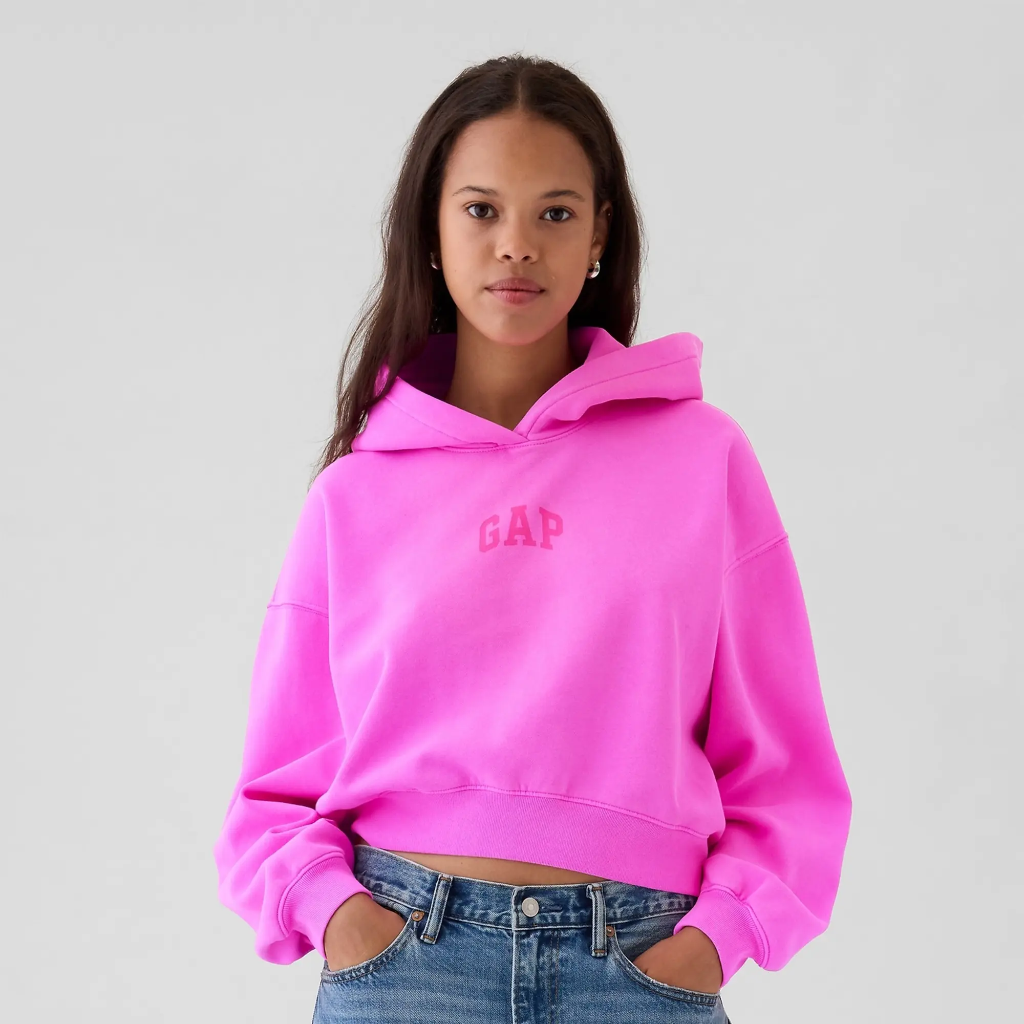 GAP VintageSoft Crop Logo Hoodie Fabric Fleece