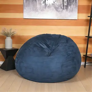 5Ft Comfortable High-Density Shredded Foam Bean Bag Chair for Kids and Adults, with Removable Microsuede Cover, Ideal Reading and Bedroom Floor Lounge, French Roast