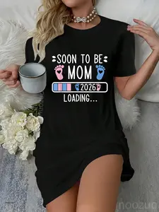 Soon to Be Mom 2026 Loading Pregnancy Announcement 2026 Casual Dress